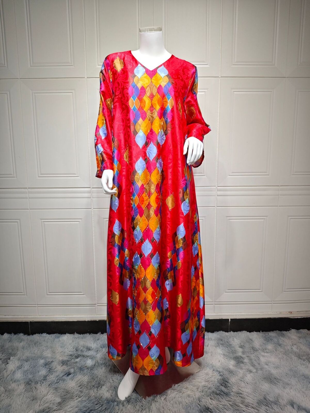 Women Muslim Abaya Maxi Dress Evening Kaftan Long Robe Floral Printed Arab Gown - Picture 317 of 406