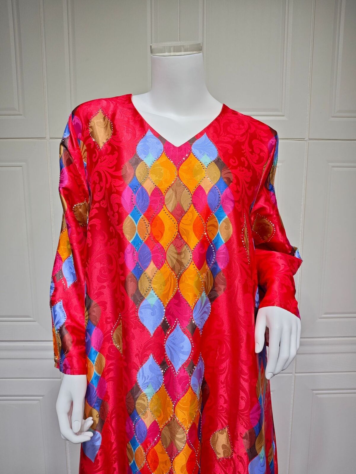 Women Muslim Abaya Maxi Dress Evening Kaftan Long Robe Floral Printed Arab Gown - Picture 318 of 406