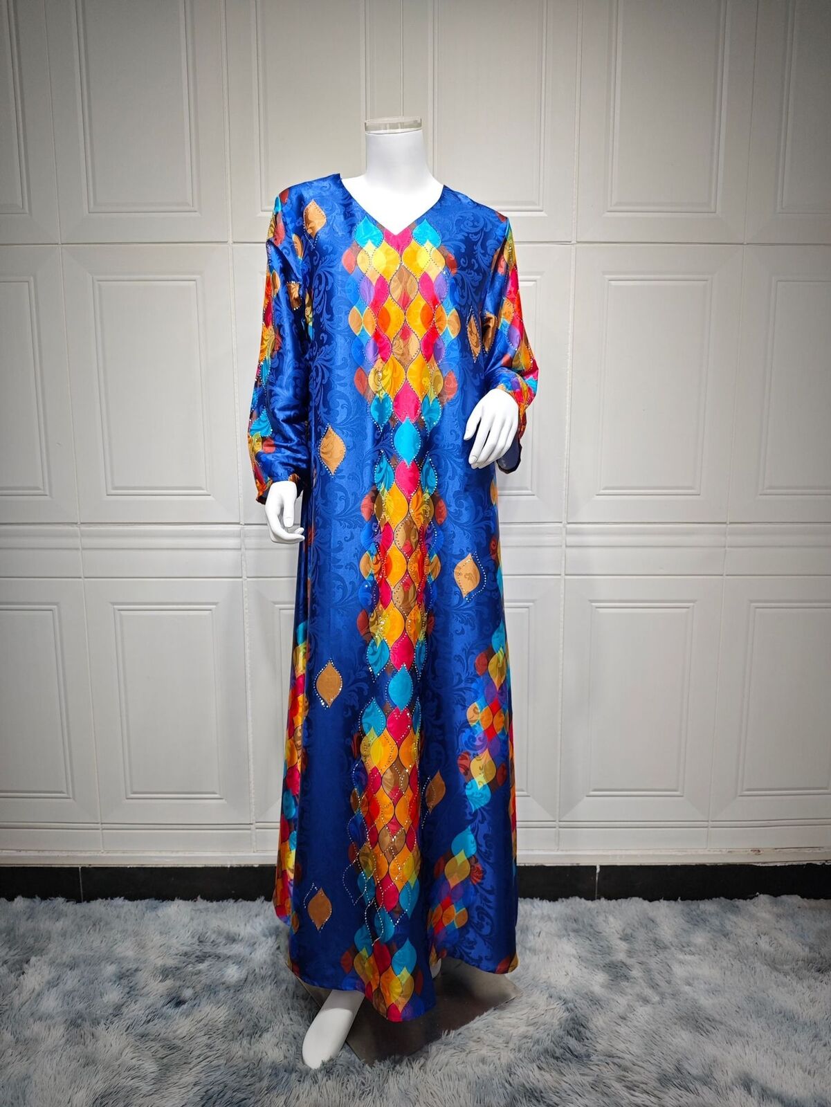 Women Muslim Abaya Maxi Dress Evening Kaftan Long Robe Floral Printed Arab Gown - Picture 322 of 406