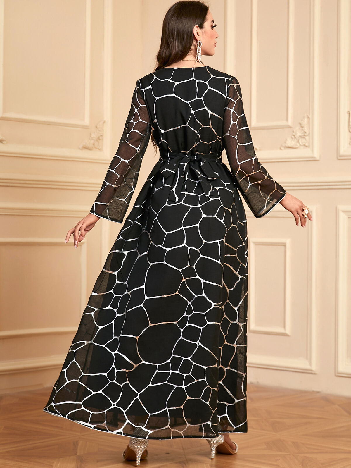 Women Muslim Abaya Maxi Dress Evening Kaftan Long Robe Floral Printed Arab Gown - Picture 342 of 406