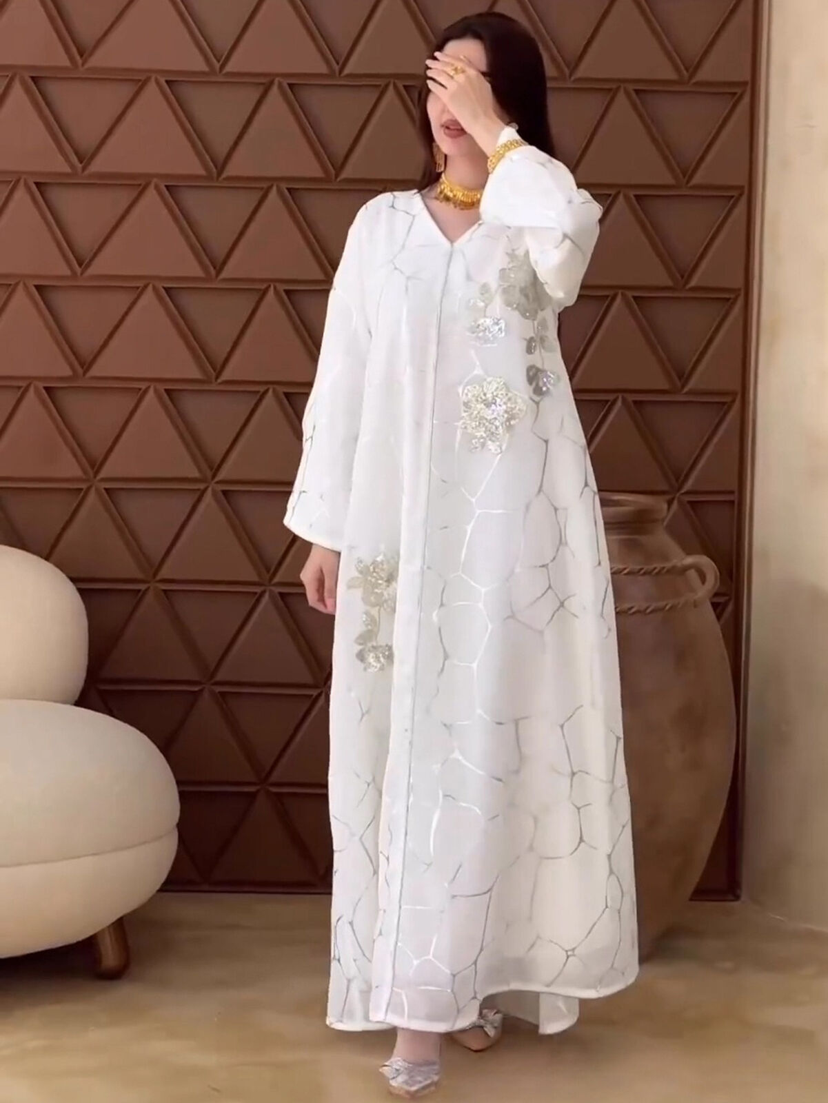 Women Muslim Abaya Maxi Dress Evening Kaftan Long Robe Floral Printed Arab Gown - Picture 344 of 406