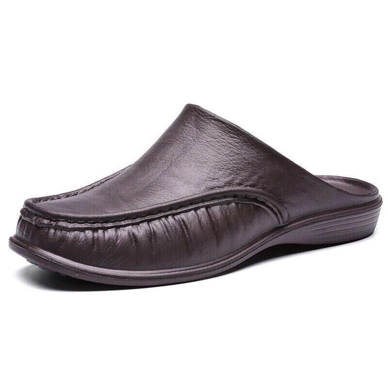 Mens Slippers Open Back House Shoe Black Slip On Comfort Indoor Outdoor Loafer - Picture 31 of 39