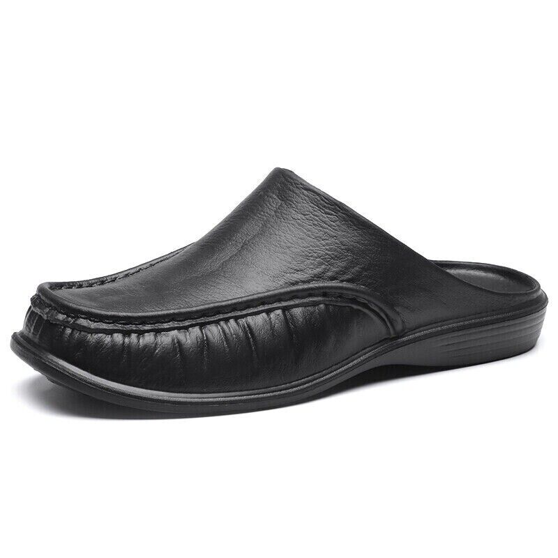 Mens Slippers Open Back House Shoe Black Slip On Comfort Indoor Outdoor Loafer - Picture 26 of 39