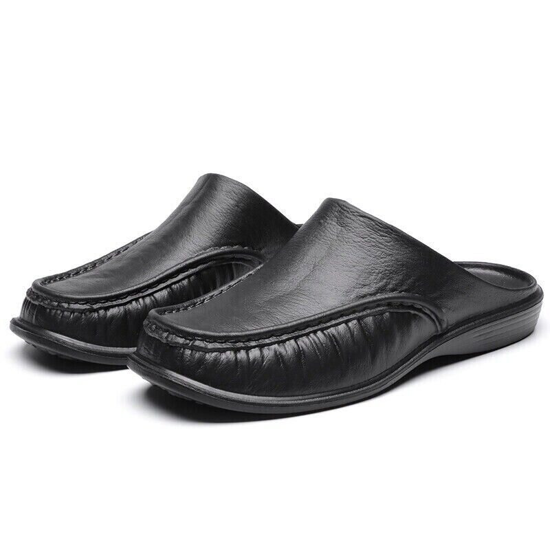 Mens Slippers Open Back House Shoe Black Slip On Comfort Indoor Outdoor Loafer - Picture 27 of 39