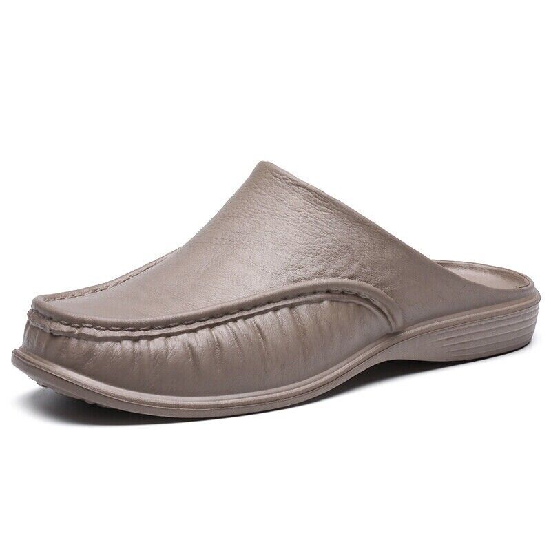 Mens Slippers Open Back House Shoe Black Slip On Comfort Indoor Outdoor Loafer - Picture 36 of 39