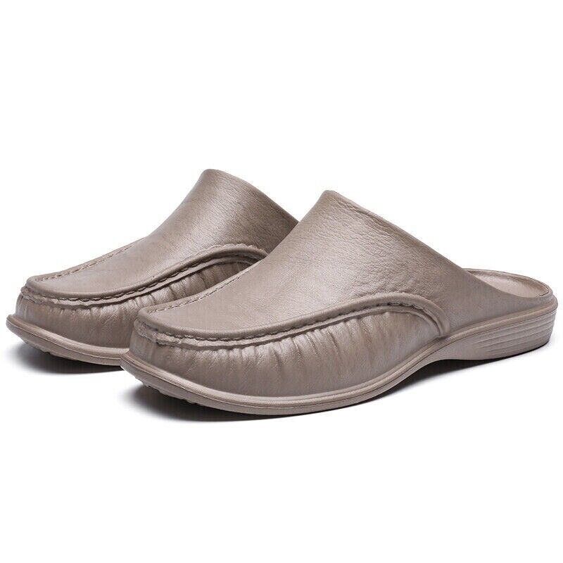 Mens Slippers Open Back House Shoe Black Slip On Comfort Indoor Outdoor Loafer - Picture 37 of 39