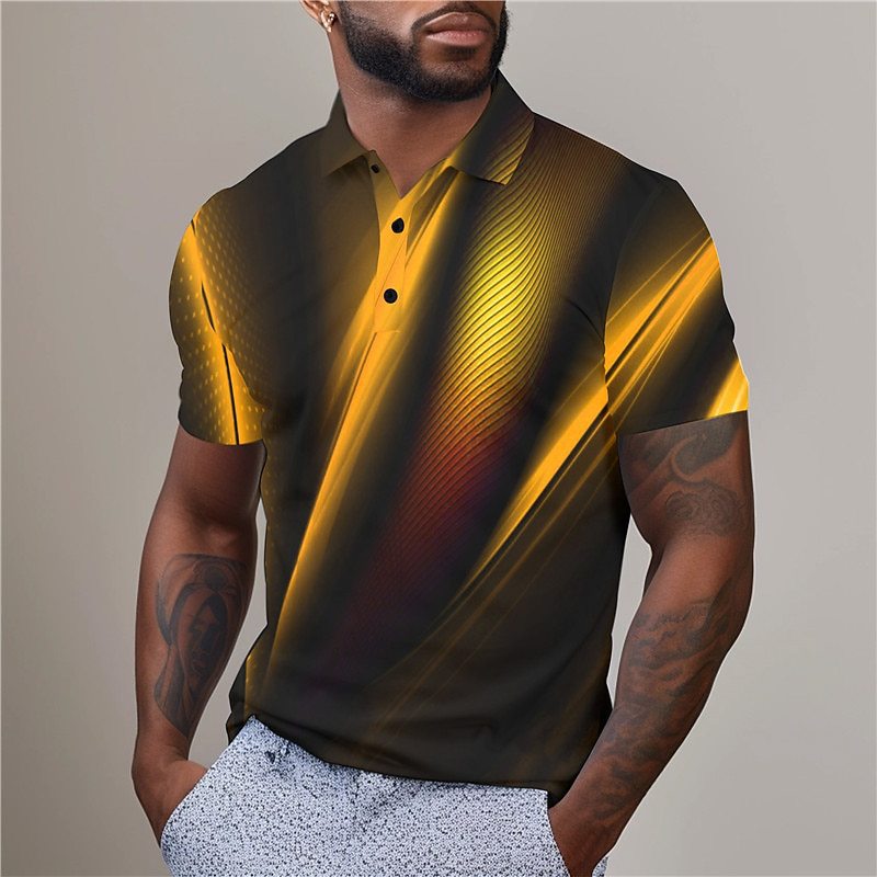 Men's Gradient Illusion Geometry T-Shirt 3D Print Golf Street Short Sleeve Shirt