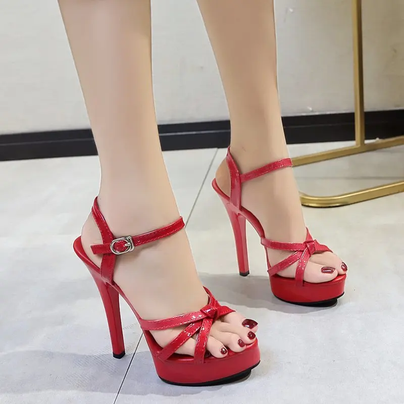 Mujeres Verano Moda Sandalias Plataforma Tacón Alto Tacones Delgados Bombas Fiesta Zapatos - Imagen 19 de 21