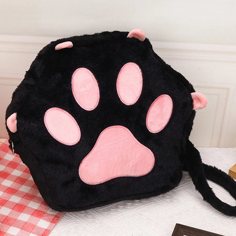 Cute Cat Paw Plush Backpack with Adjustable Straps Kawaii Bag with Zipper JK Gir - Picture 19 of 20