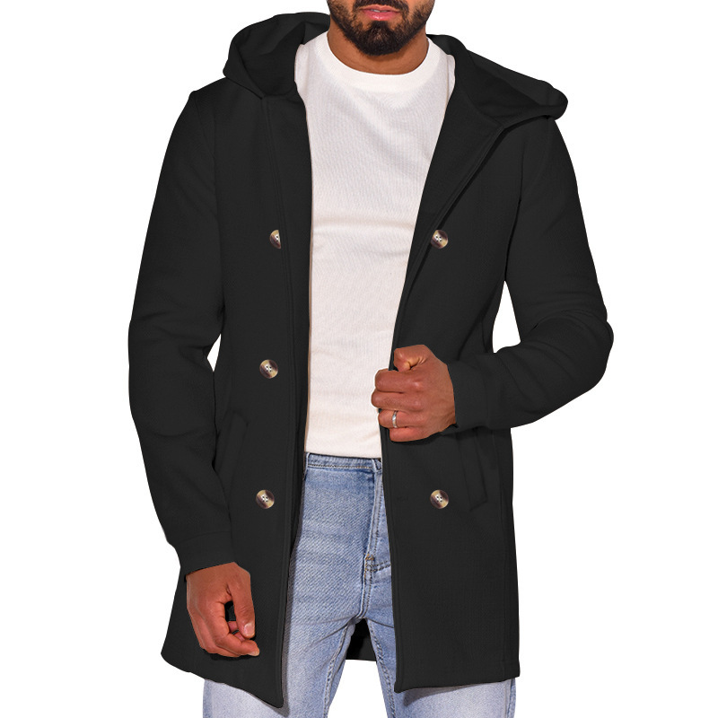 Gabardina Otoño/Invierno Con Capucha Doble Pecho Para Hombre Chaqueta Informal Prendas de abrigo Prenda para el torso - Imagen 26 de 30