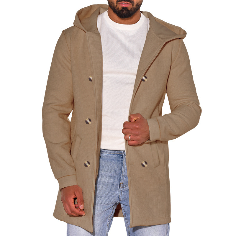 Gabardina Otoño/Invierno Con Capucha Doble Pecho Para Hombre Chaqueta Informal Prendas de abrigo Prenda para el torso - Imagen 30 de 30