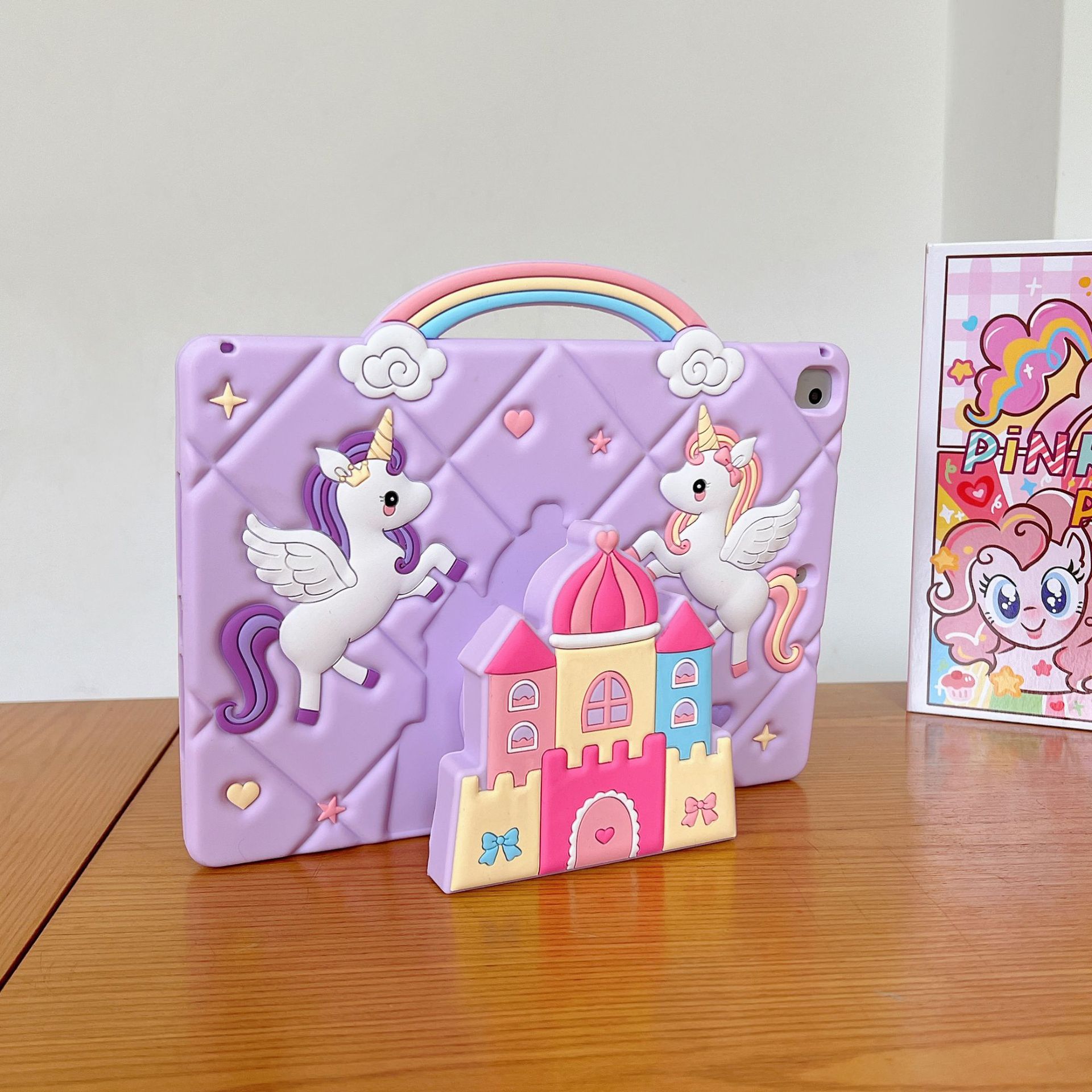 Unicorns Silicone Pad Case For iPad 7/8/9/10th Air4 10.2 10.9 With Castle Holder - Picture 12 of 14