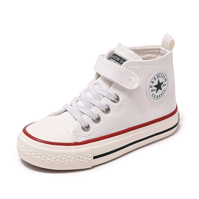 Kids Boys Girls Canvas Trainers Shoes High Top Casual Sneakers School Walking UK - Picture 22 of 27