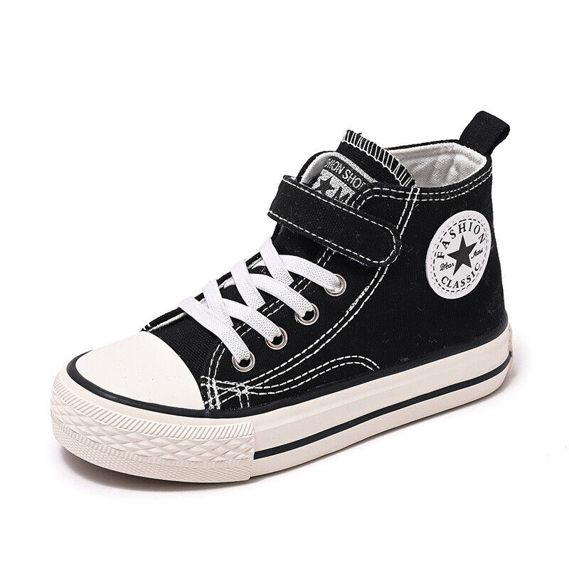 Kids Boys Girls Canvas Trainers Shoes High Top Casual Sneakers School Walking UK - Picture 23 of 27