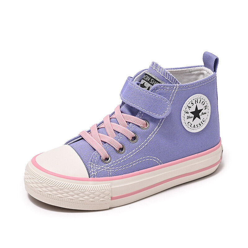 Kids Boys Girls Canvas Trainers Shoes High Top Casual Sneakers School Walking UK - Picture 25 of 27