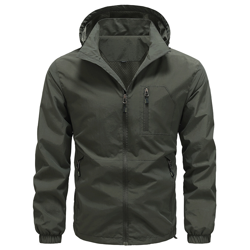 Men's Thin Style Hiking Jacket Quick-dry Windbreaker Outdoor Sports Outwear Coat - Picture 21 of 22