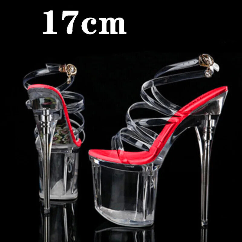 Mujeres Transparente Plataforma Tacones Altos Sandalias Sexy Bombas Tacones de aguja Zapatos de fiesta - Imagen 11 de 14