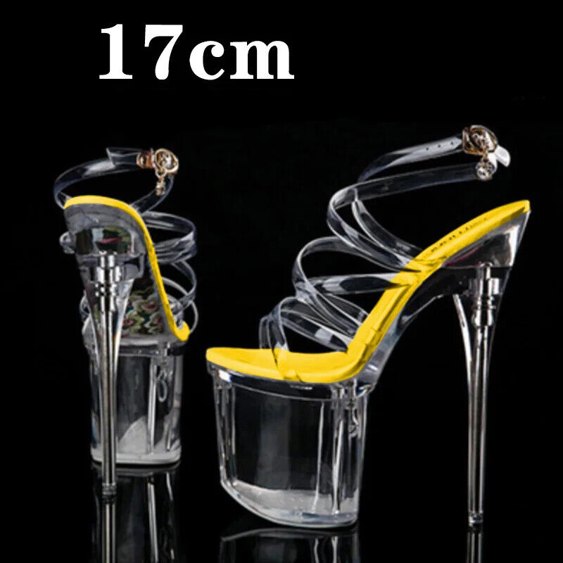 Mujeres Transparente Plataforma Tacones Altos Sandalias Sexy Bombas Tacones de aguja Zapatos de fiesta - Imagen 12 de 14