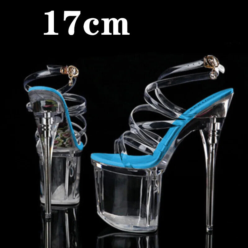 Mujeres Transparente Plataforma Tacones Altos Sandalias Sexy Bombas Tacones de aguja Zapatos de fiesta - Imagen 13 de 14