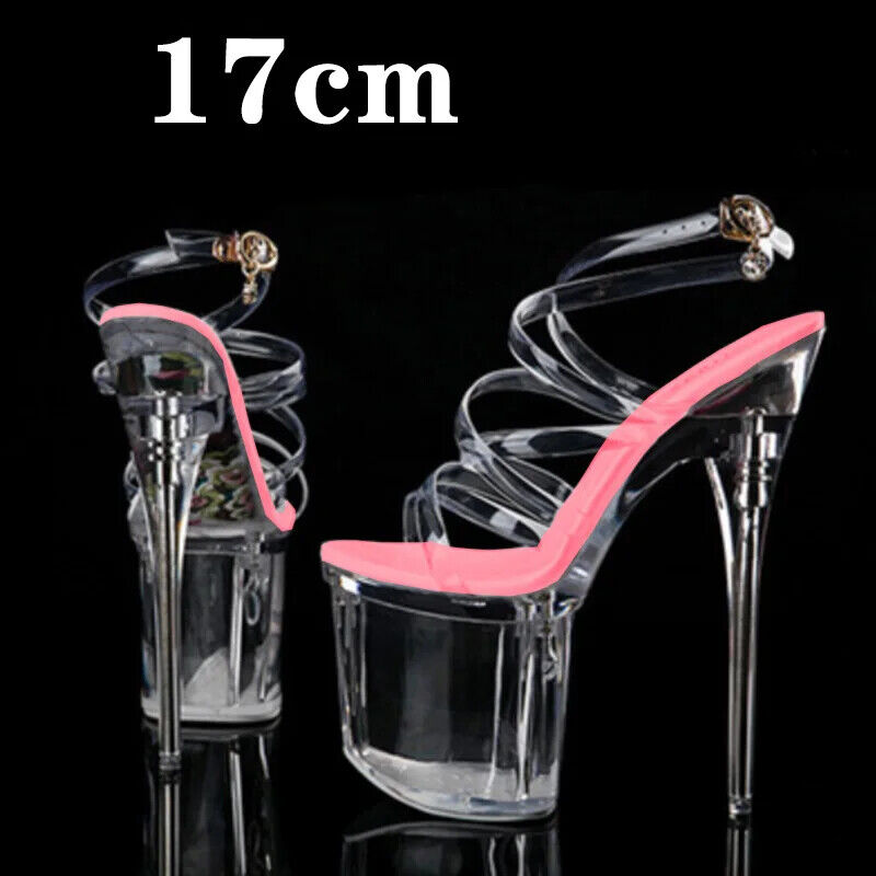 Mujeres Transparente Plataforma Tacones Altos Sandalias Sexy Bombas Tacones de aguja Zapatos de fiesta - Imagen 14 de 14