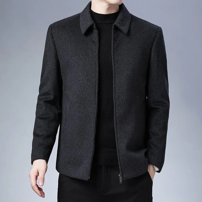 Herrenmantel Revers Reißverschluss Jacken Neu Freizeit Mode Herbst Winter Passform Outwear - Bild 14 von 14