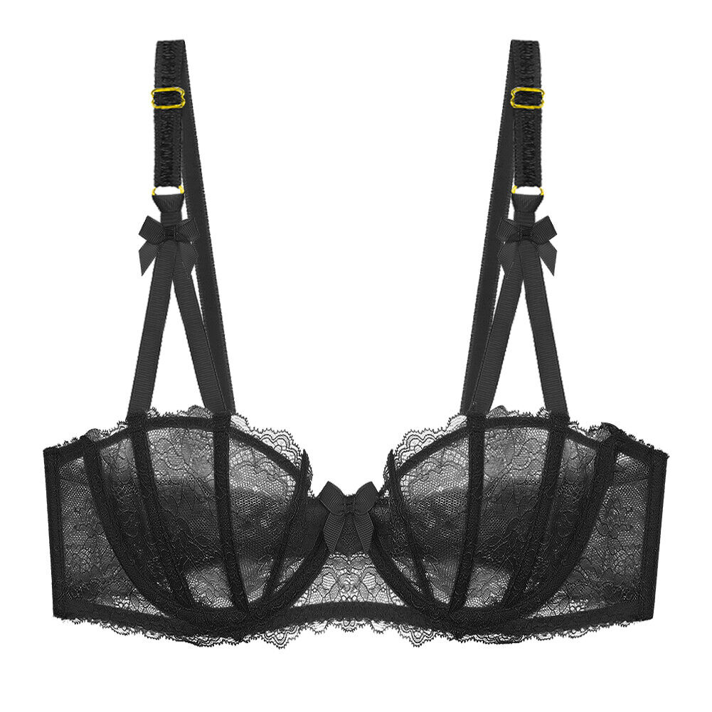 Varsbaby See-through Unlined Bra Underwire Lace Sexy Adjustable Bralette - Picture 25 of 27