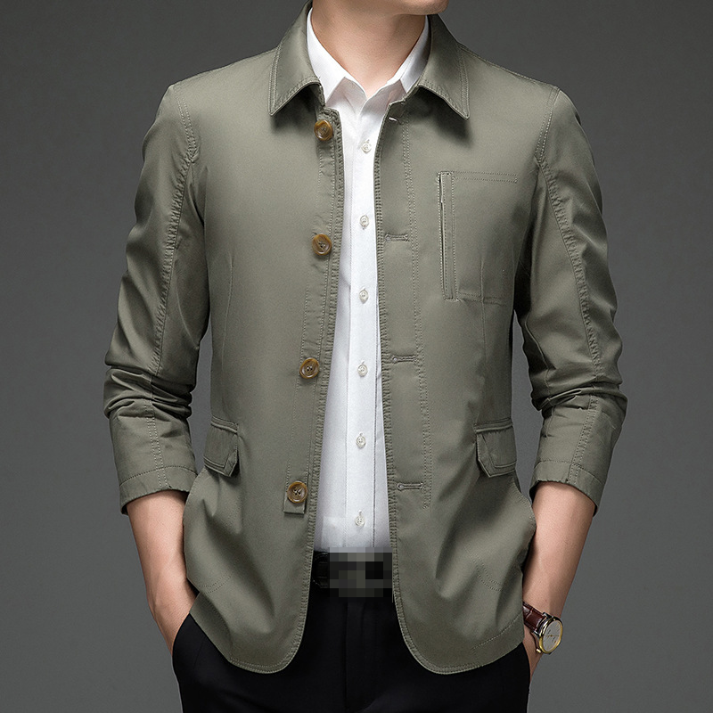 Chaqueta de trabajo informal de negocios para hombre solapa de algodón abrigos de un solo pecho primavera otoño - Imagen 13 de 15