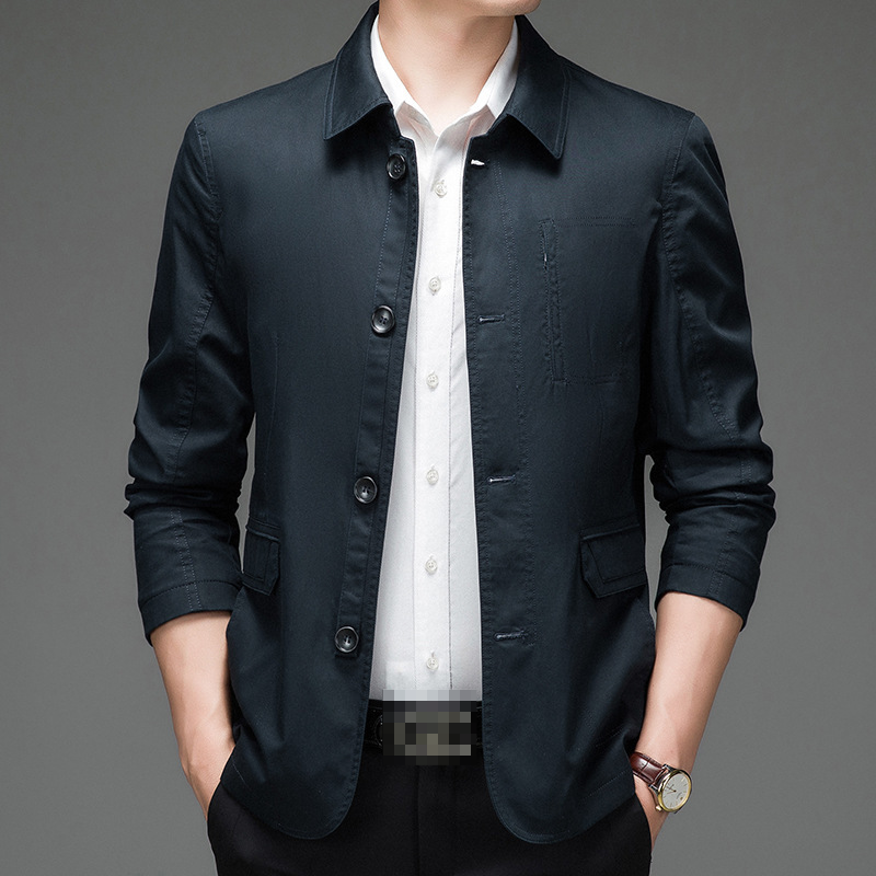 Chaqueta de trabajo informal de negocios para hombre solapa de algodón abrigos de un solo pecho primavera otoño - Imagen 14 de 15