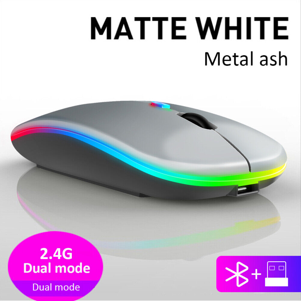 2.4GHz Bluetooth Wireless Optical Mouse USB Rechargeable RGB Mice for PC Laptop - Picture 22 of 22