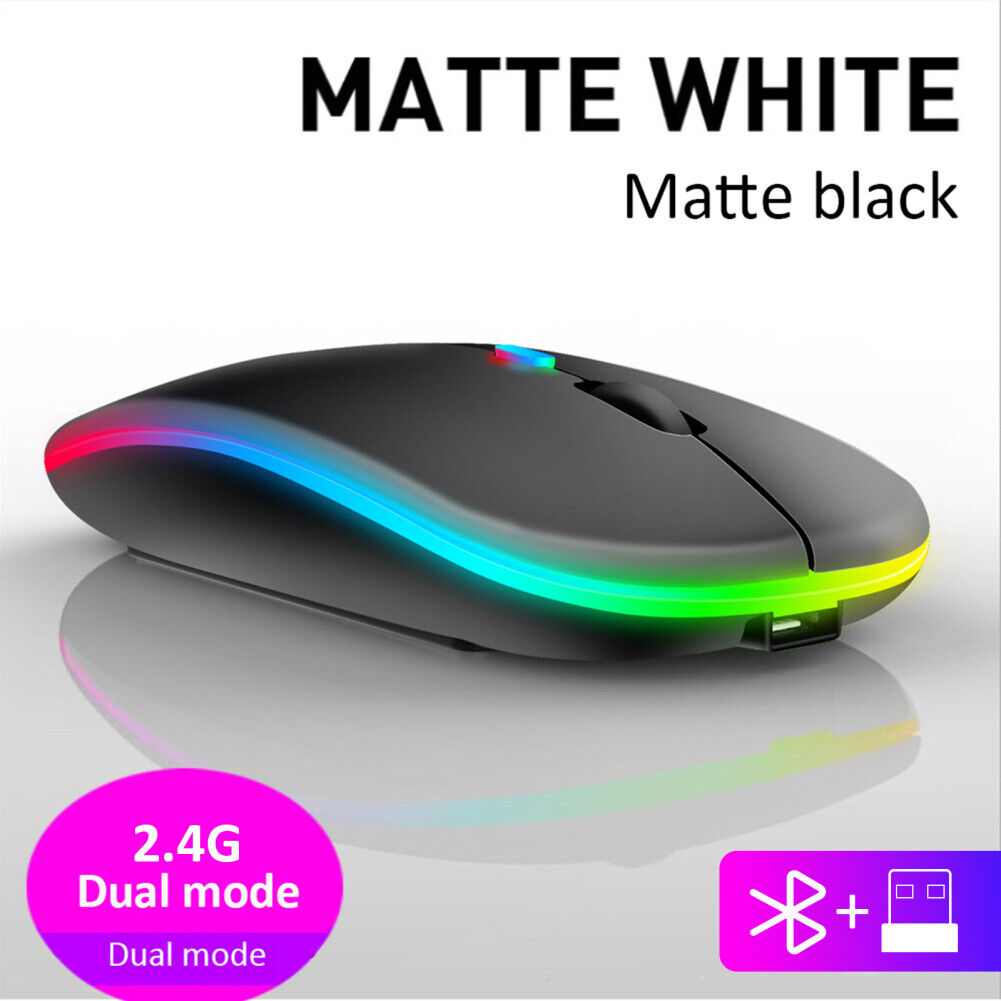 2.4GHz Bluetooth Wireless Optical Mouse USB Rechargeable RGB Mice for PC Laptop - Picture 17 of 22