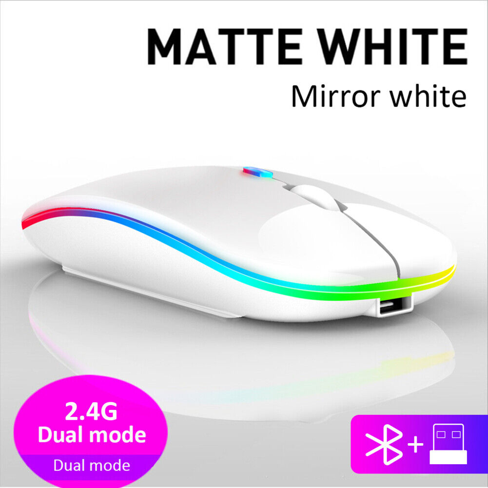 2.4GHz Bluetooth Wireless Optical Mouse USB Rechargeable RGB Mice for PC Laptop - Picture 18 of 22