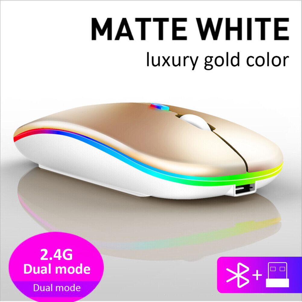 2.4GHz Bluetooth Wireless Optical Mouse USB Rechargeable RGB Mice for PC Laptop - Picture 19 of 22