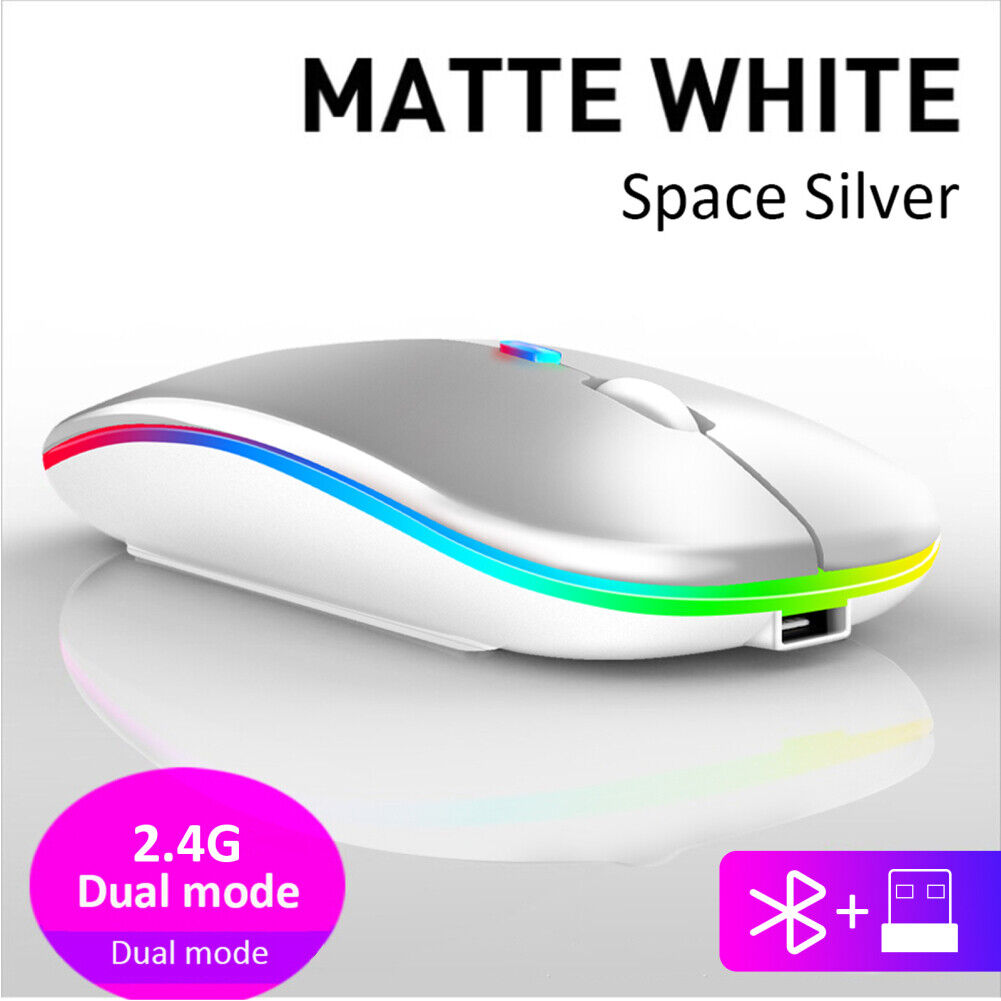2.4GHz Bluetooth Wireless Optical Mouse USB Rechargeable RGB Mice for PC Laptop - Picture 20 of 22