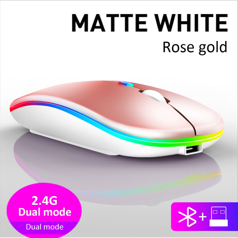 2.4GHz Bluetooth Wireless Optical Mouse USB Rechargeable RGB Mice for PC Laptop - Picture 21 of 22