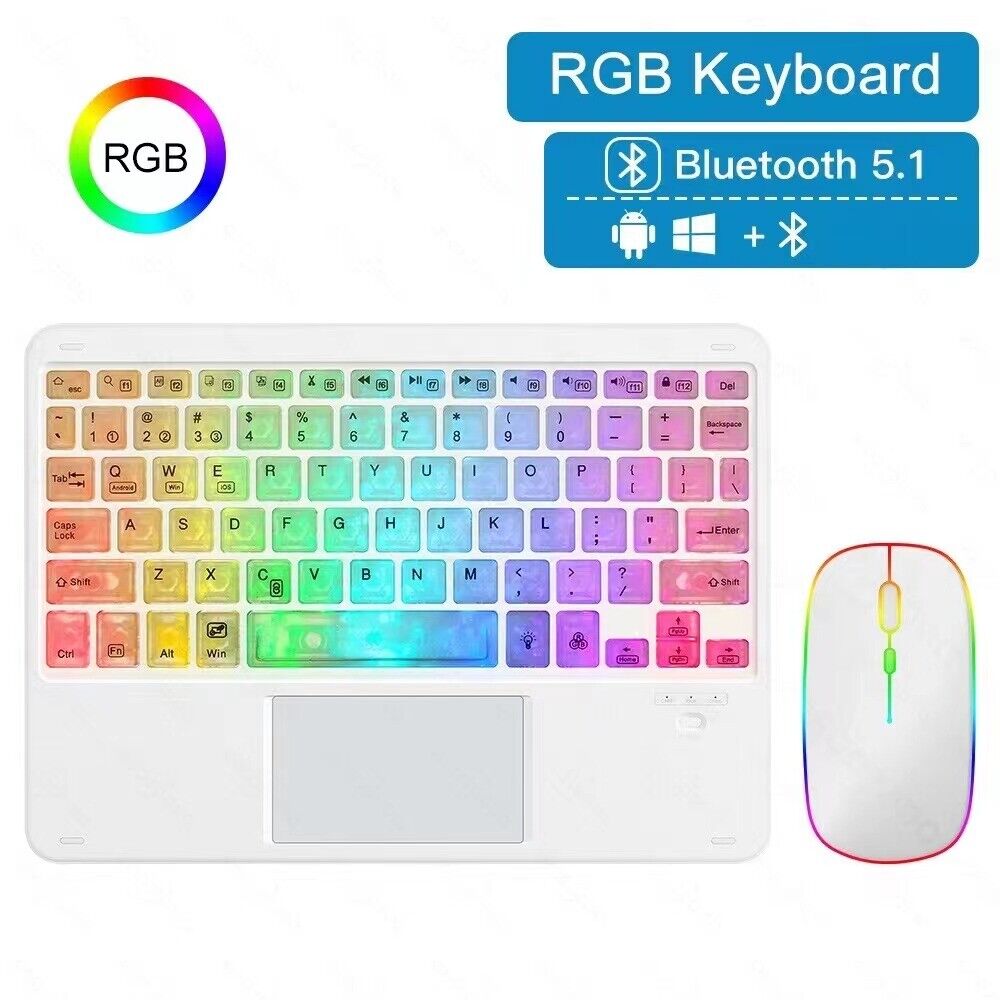 Rechargeable Wireless Bluetooth keyboard With touchpad RGB Backlight ultrathin - Picture 14 of 14