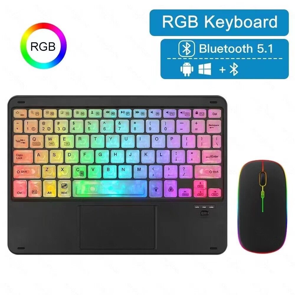 Rechargeable Wireless Bluetooth keyboard With touchpad RGB Backlight ultrathin - Picture 13 of 14