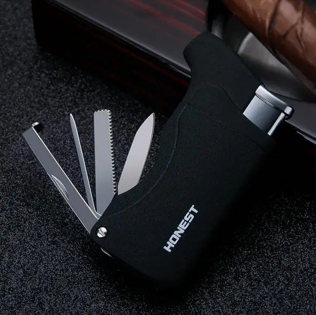 Cigarette/Cigar Single Torch Lighter with Multi-Functional Pipe Tool-Gun Outdoor