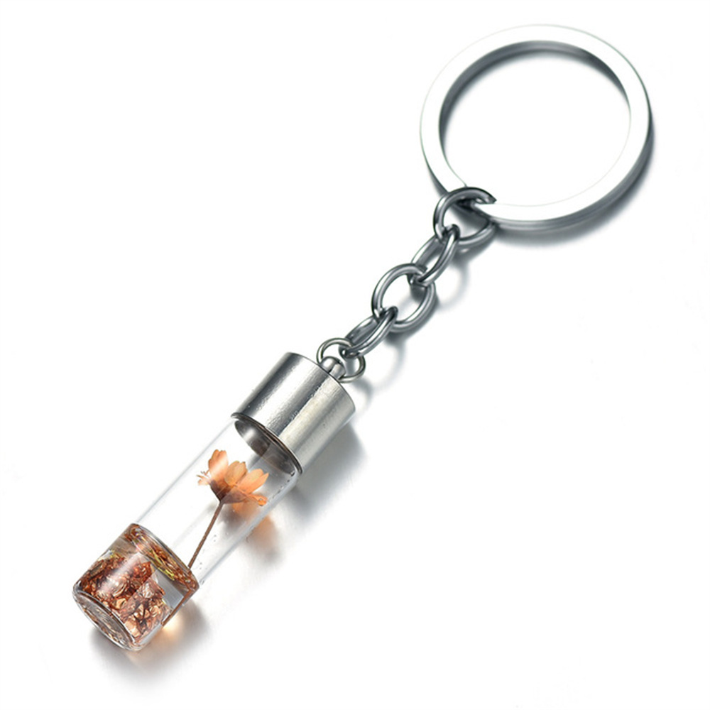 New Plant Dried Flower Glass Bottle Pendant Keychain Forest Eternal Flower - Picture 16 of 21