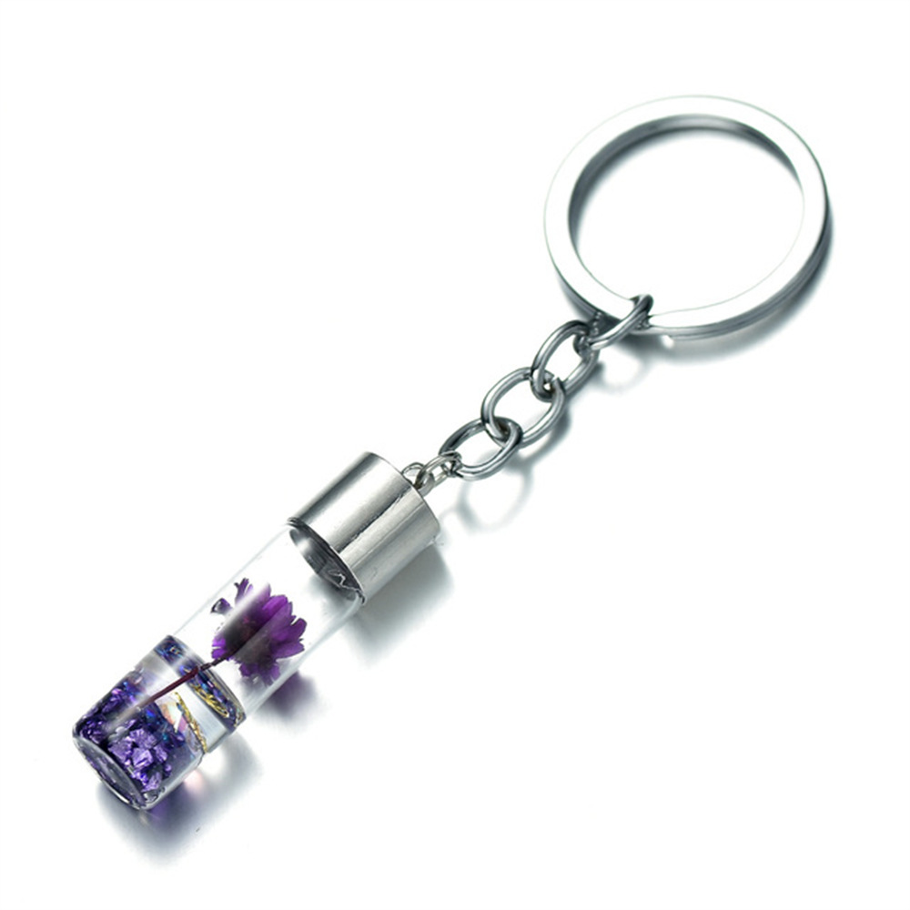 New Plant Dried Flower Glass Bottle Pendant Keychain Forest Eternal Flower - Picture 17 of 21