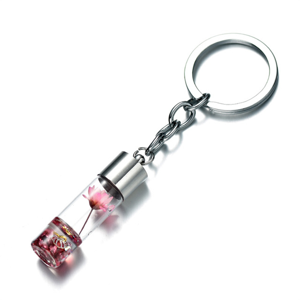 New Plant Dried Flower Glass Bottle Pendant Keychain Forest Eternal Flower - Picture 19 of 21