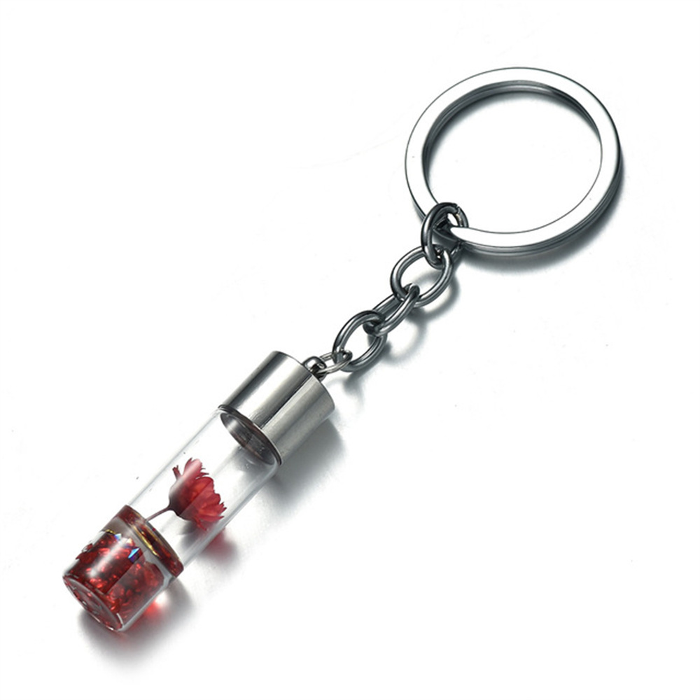 New Plant Dried Flower Glass Bottle Pendant Keychain Forest Eternal Flower - Picture 21 of 21