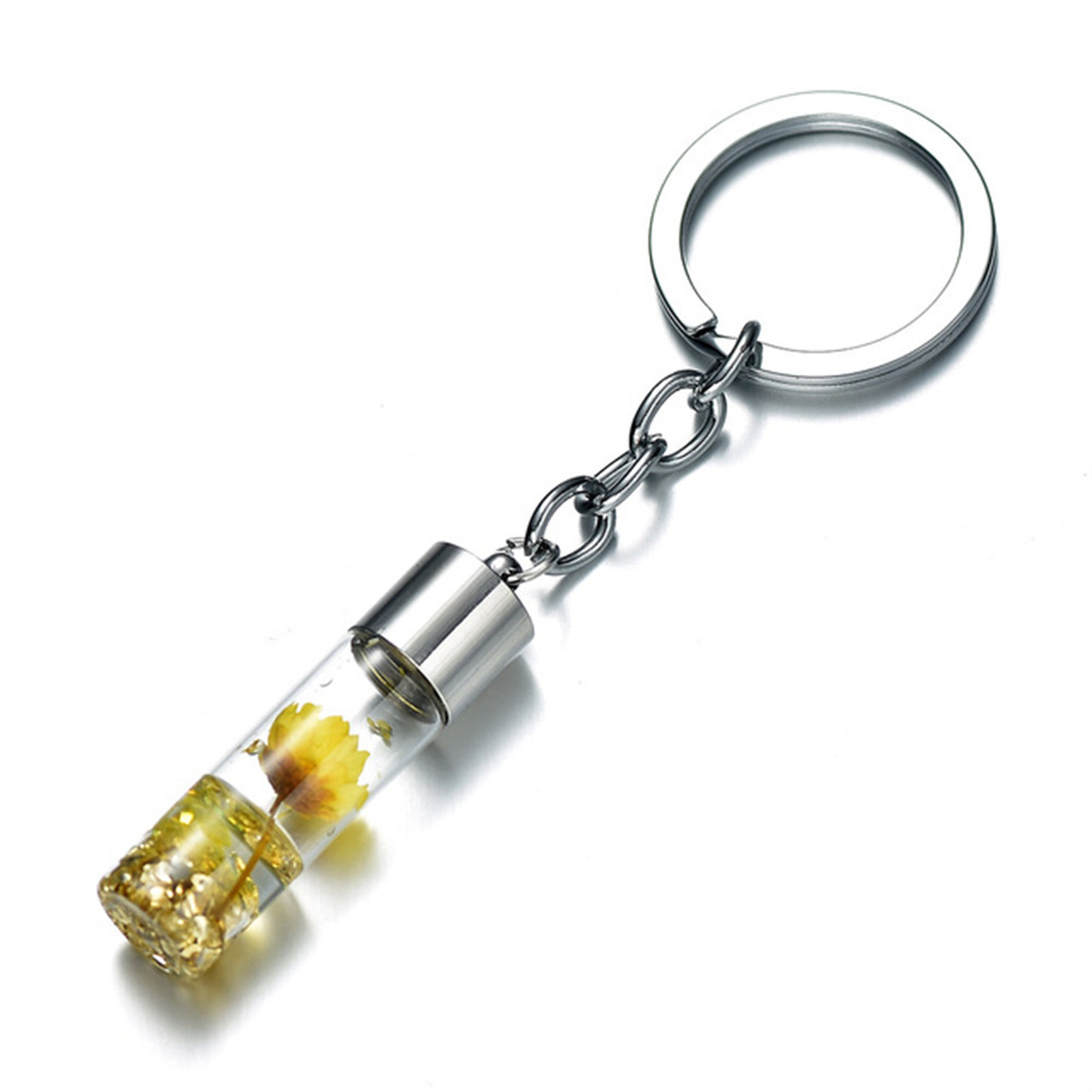 New Plant Dried Flower Glass Bottle Pendant Keychain Forest Eternal Flower - Picture 15 of 21