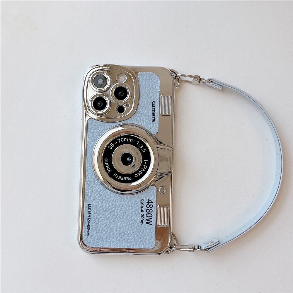 Vintage Camera Phone Case for iPhone15 14 ProMax 13 12 11 Back Cover Wrist Strap - Picture 24 of 29