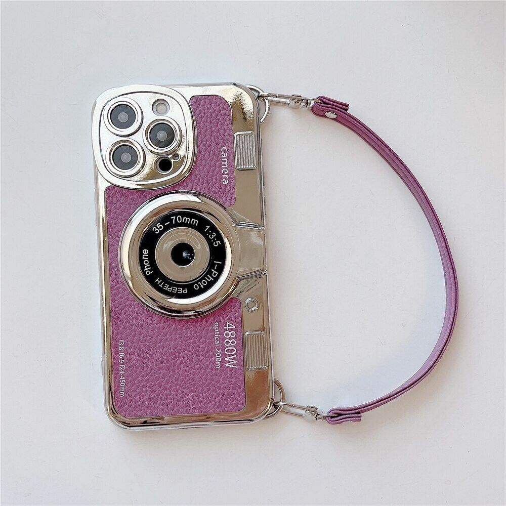Vintage Camera Phone Case for iPhone15 14 ProMax 13 12 11 Back Cover Wrist Strap - Picture 26 of 29