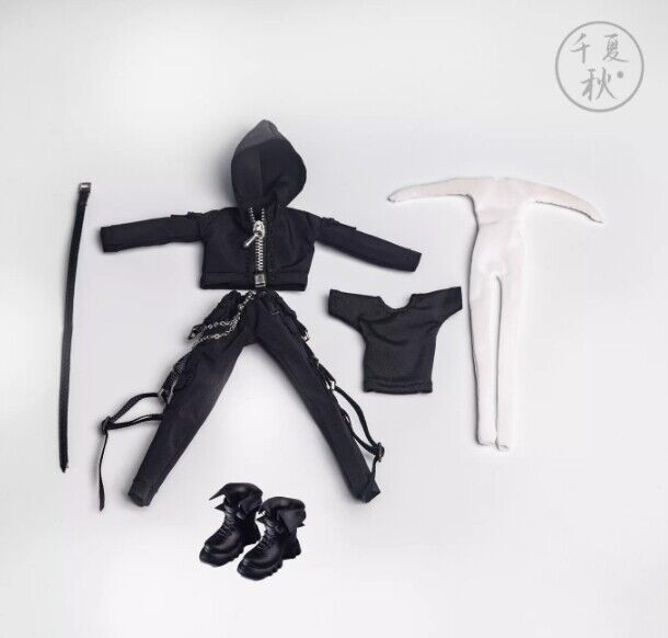 A-008 1:12 Female Black Functional Clothing Set Model Fit 6'' Action Figure Body