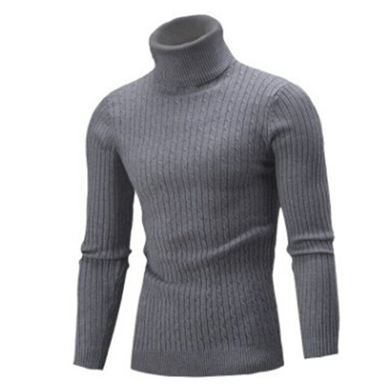 Mens Knitted Sweater Winter Warm Turtle Neck Jumper Pullover Casual Knitwear Top - Picture 26 of 30