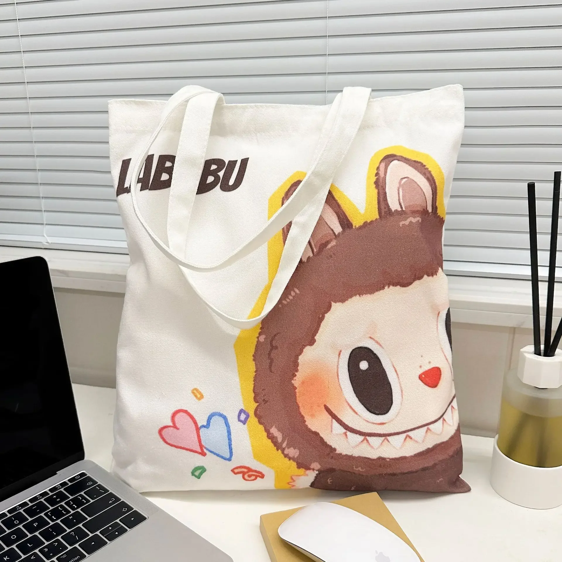 Labubu Canvas Bag Female Student Cute Cartoon Shopping HandBag Casual Shoulder B - Picture 23 of 25