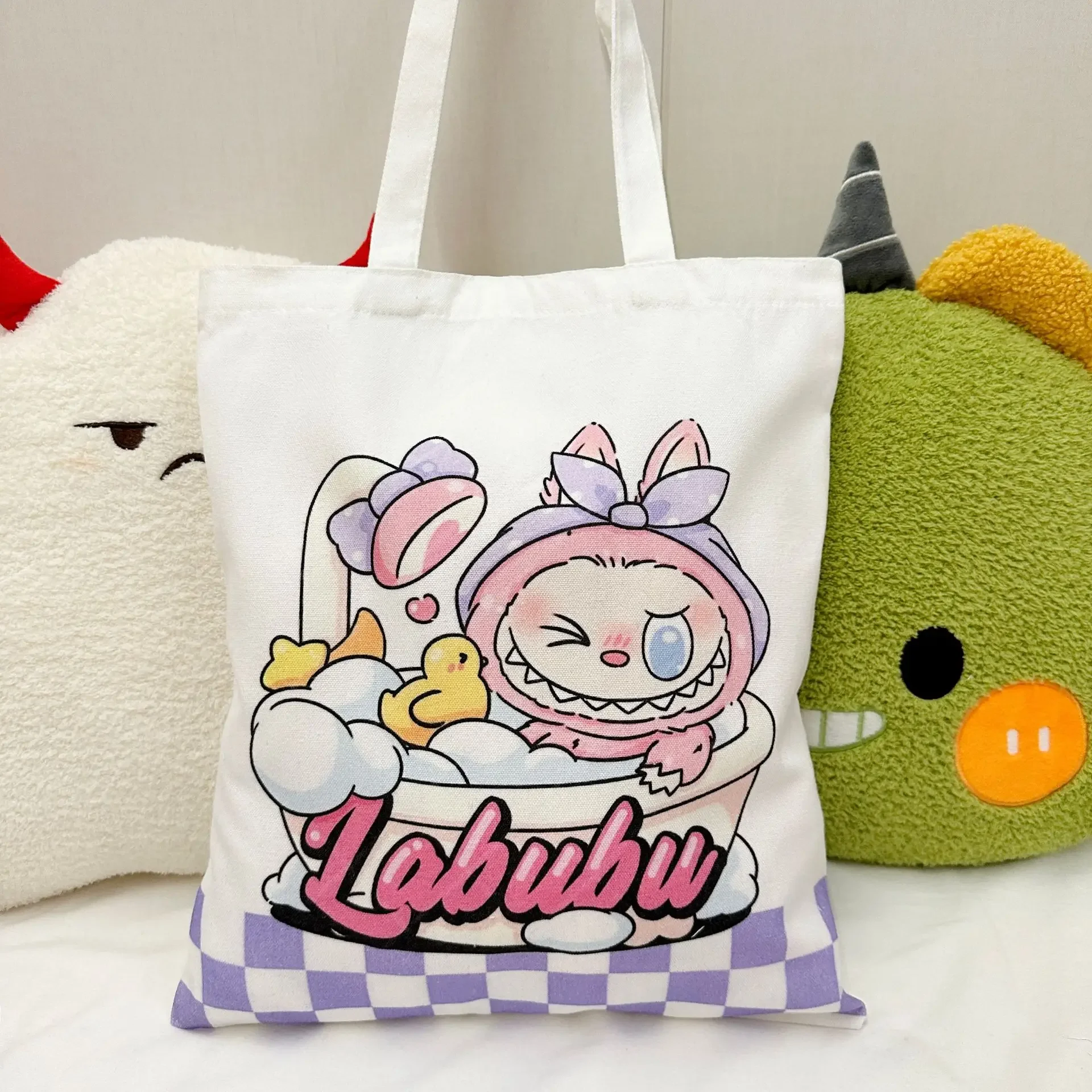 Labubu Canvas Bag Female Student Cute Cartoon Shopping HandBag Casual Shoulder B - Picture 25 of 25