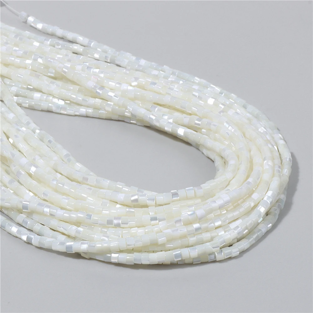 Fashion 2x4mm Small Natural Flat Shell Round Tube Beads Loose Spacer Pearl Beads - Picture 49 of 68