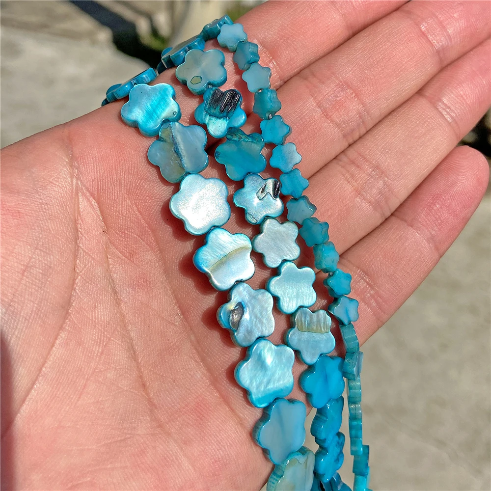 Cuentas en forma de flor de ciruela concha teñidas de color concha natural para hacer joyas - Imagen 18 de 25